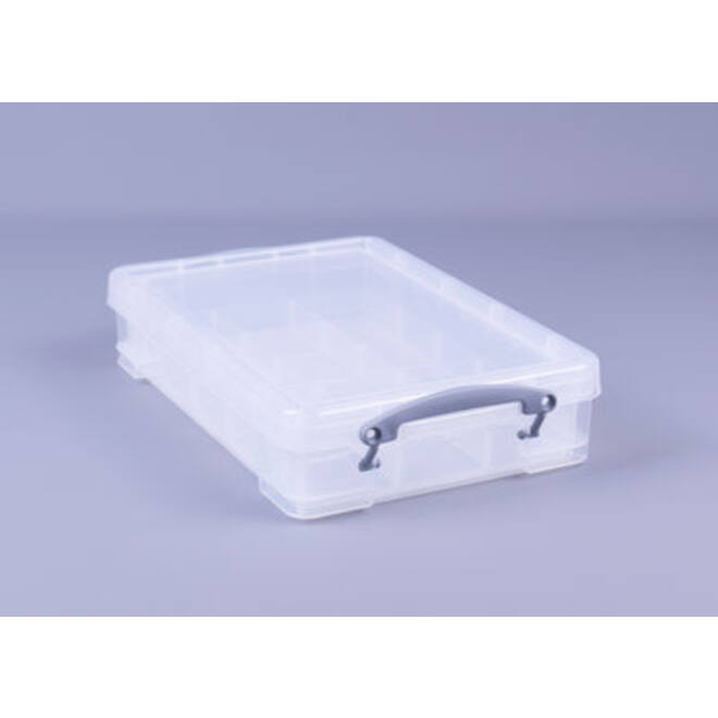 Opbergbox Really Useful 4 liter inclusief vakkenverdeler 395x255x88mm transparant wit