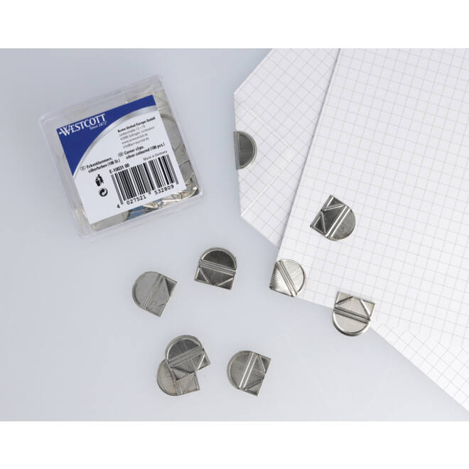 Hoekclips Westcott aluminium zilverkleurig doos à 100 stuks