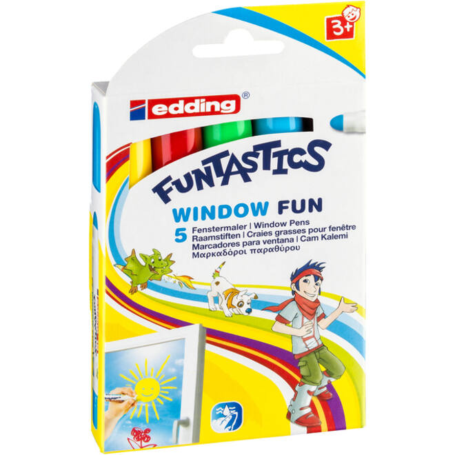 Krijtstift edding 16-5 Funtastics window fun assorti doos à 5stuks
