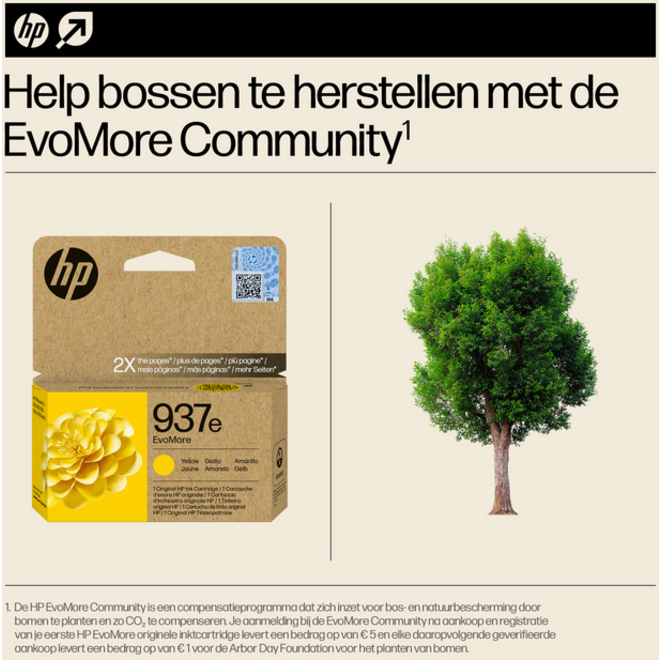 Inktcartridge HP 4S6W8NE 937E Evomore geel