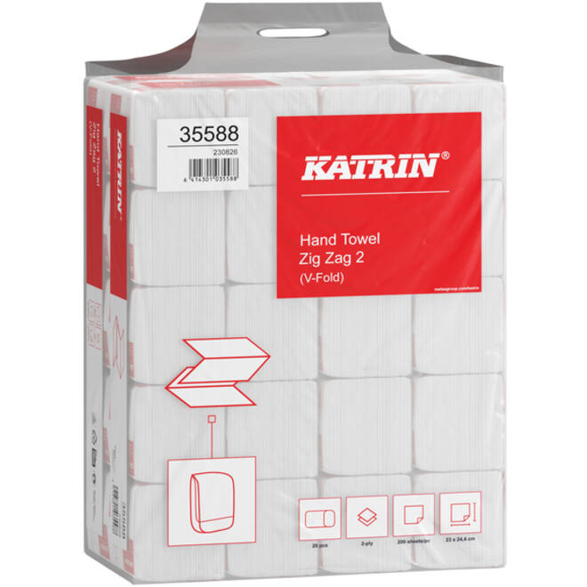 Handdoek Katrin Z-vouw 2-laags 24,4x23cm 20x200st 35588