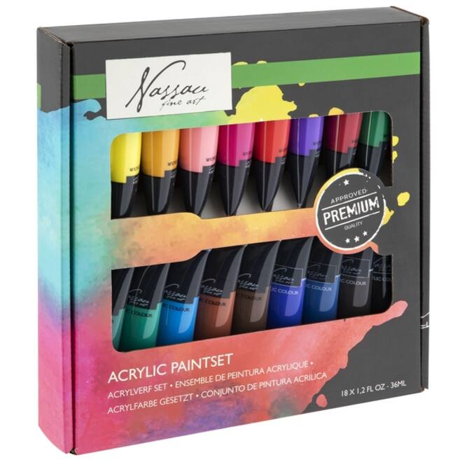 Acrylverf Nassau fine art doos à 18 tubes à 36ml