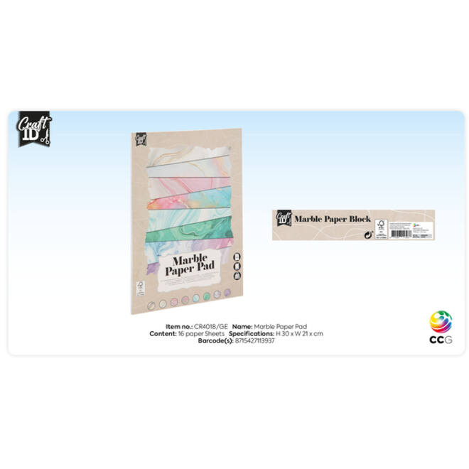 Hobbykarton CraftID A4 175gr marmer 16 vel