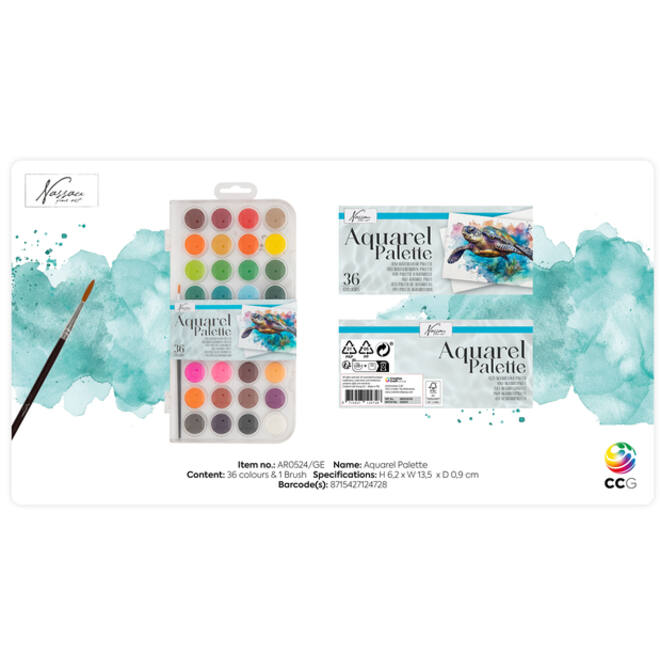 Aquarelverf Nassau fine art doos à 36 napjes