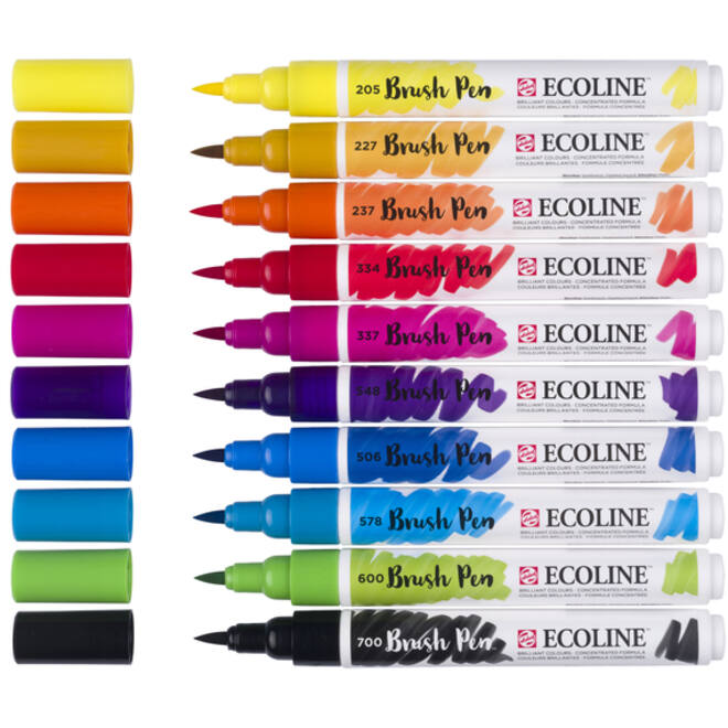 Brushpen Talens Ecoline set à 10 stuks primair
