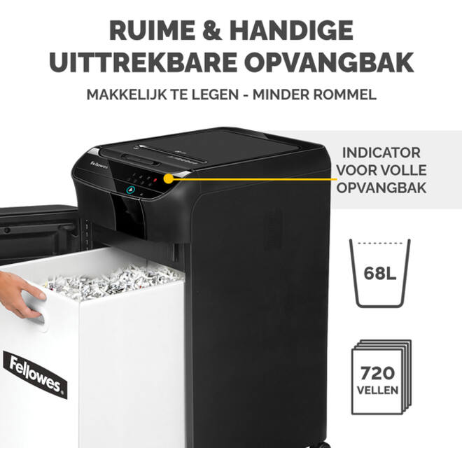 Papiervernietiger Fellowes Automax 450C snippers 4x38mm zwart