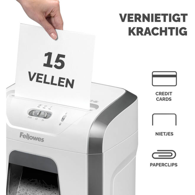 Papiervernietiger Fellowes Powershred 15C snippers 4x40mm wit