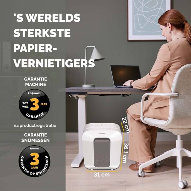 Papiervernietiger Fellowes Powershred LX25 snippers 4x37mm wit