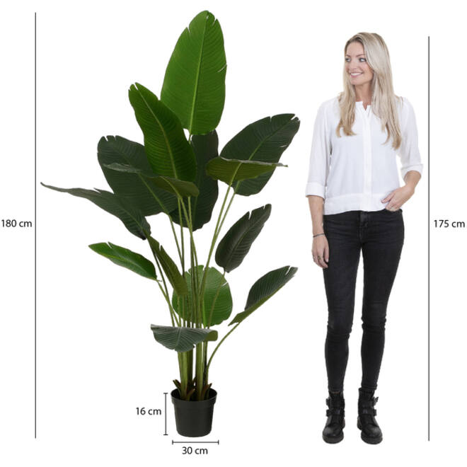 Kunstplant Mica Bananen boom in plastic pot 180x30cm