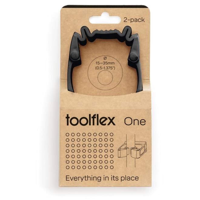Wandhouder Toolflex One 2 klemmen met adapter ø 15/35 mm zwart
