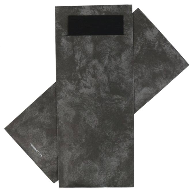 Bestekzakje IEZZY 190x85mm antraciet gemarmerd met zwart servet 500st