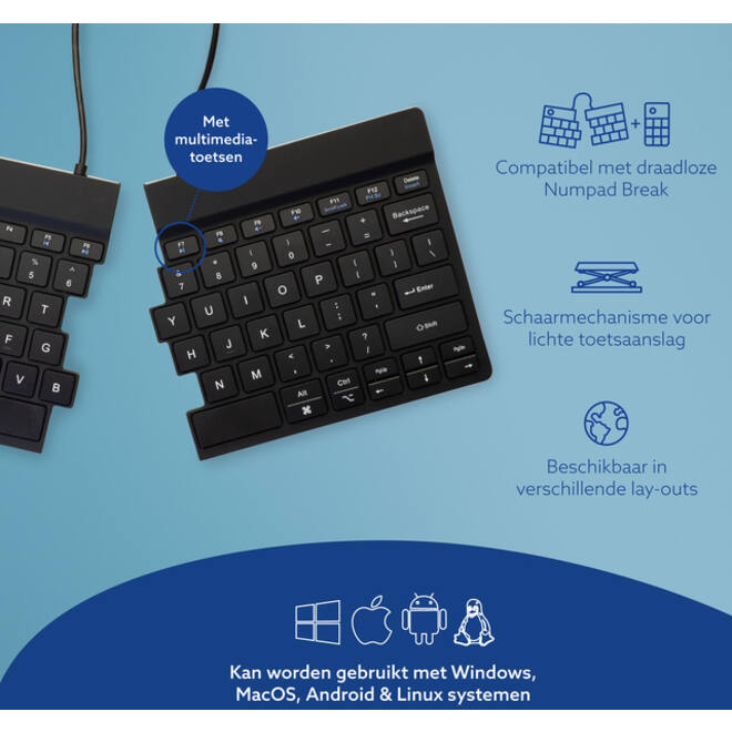 Toetsenbord R-Go Split Break QWERTY WL zwart