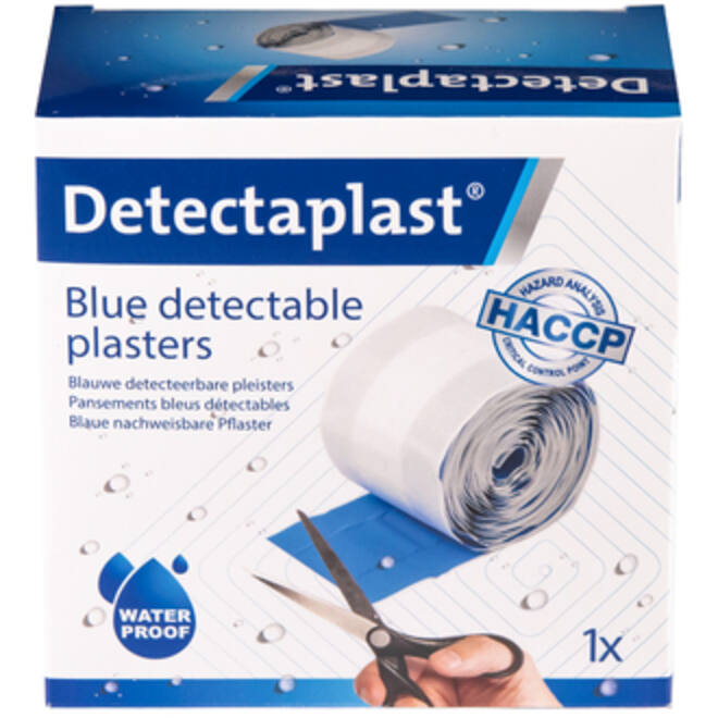 Waterafstotende blauwe pleister Detectaplast 6cmx5m
