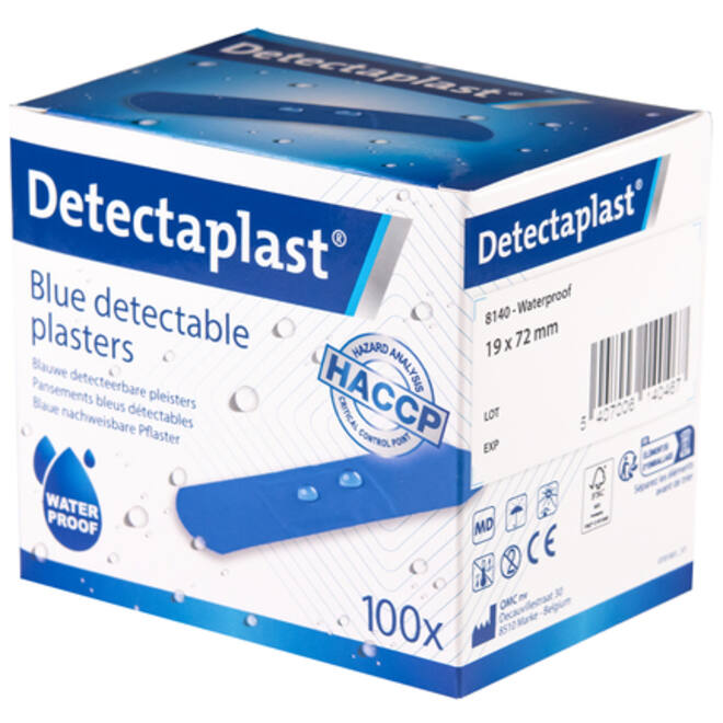 Waterafstotende blauwe pleister Detectaplast 19x72mm