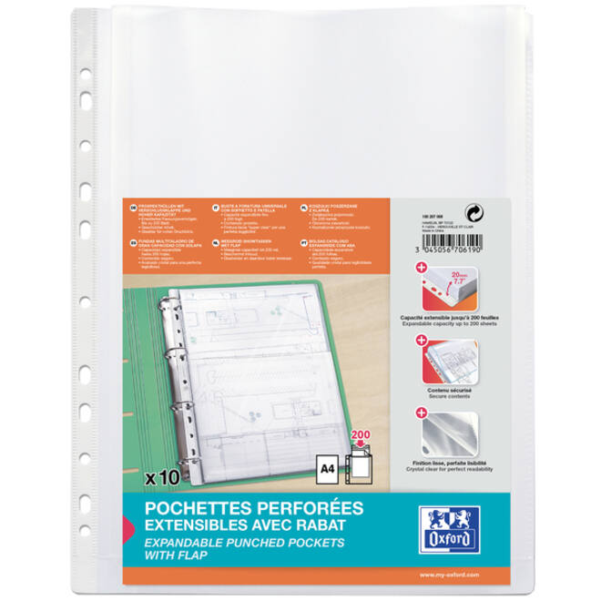 Showtas Oxford A4 PP 200µ glashelder met sluitklep 10 stuks