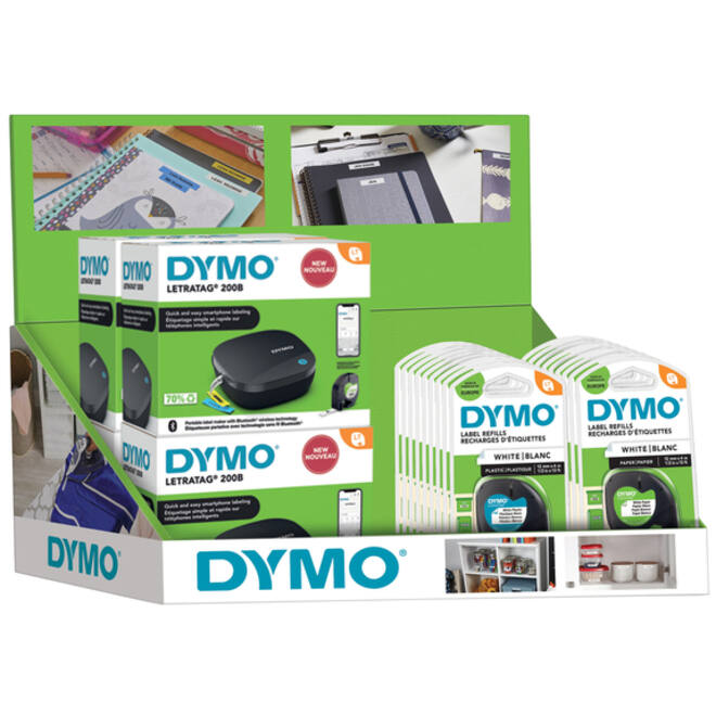 Labelprinter Dymo LetraTag 200B draagbaar bluetooth 12mm display 26 stuks