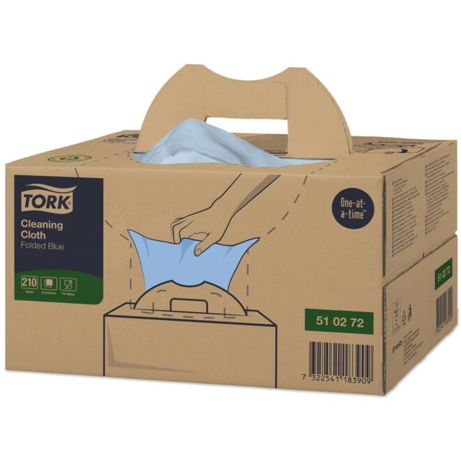 Reinigingsdoek Tork Cleaning W7 Handy Box 210 doeken blauw 510272