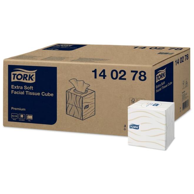 Facial tissues Tork extra zacht premium 2-laags 100vel kubus wit 140278