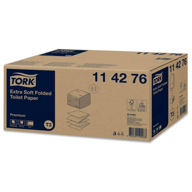 Toiletpapier Tork T3 gevouwen Premium Extra Soft 2-laags 30x252vel 114276