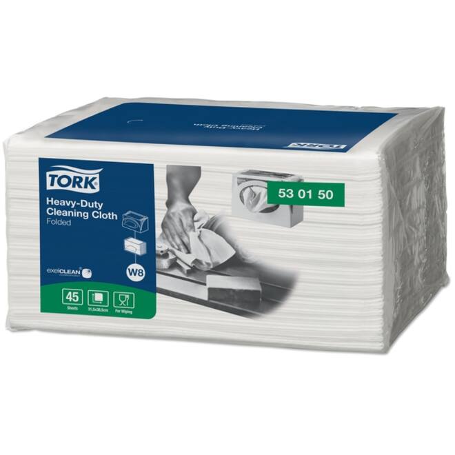 Reinigingsdoek Tork Heavy-Duty W8 45 doeken wit 530150