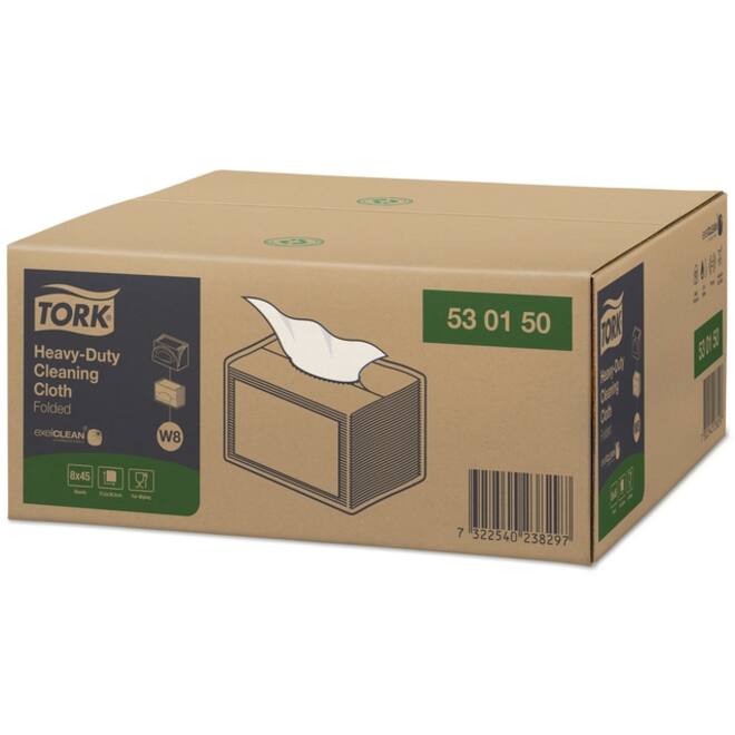 Reinigingsdoek Tork Heavy-Duty W8 45 doeken wit 530150