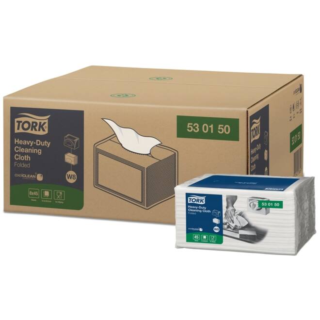 Reinigingsdoek Tork Heavy-Duty W8 45 doeken wit 530150