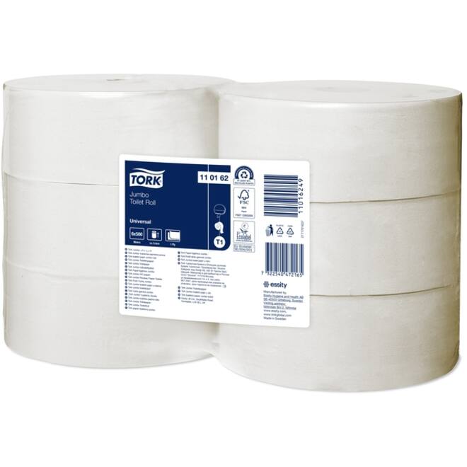 Toiletpapier Tork Jumbo T1 Universal 1-laags 500m wit 120160
