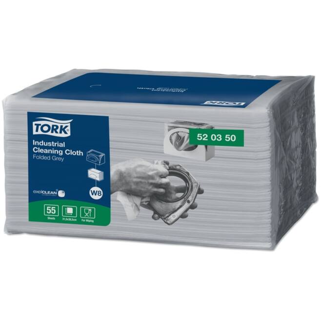 Reinigingsdoek Tork Industrial Cleaning W8 55 doeken grijs 520350
