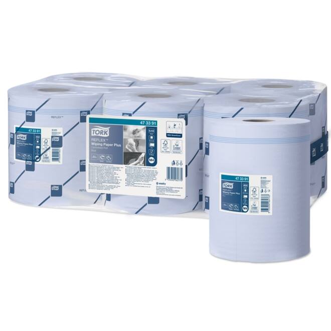 Poetsrol Tork Reflex™ M4 centerfeed Plus 2-laags 151m blauw 473391