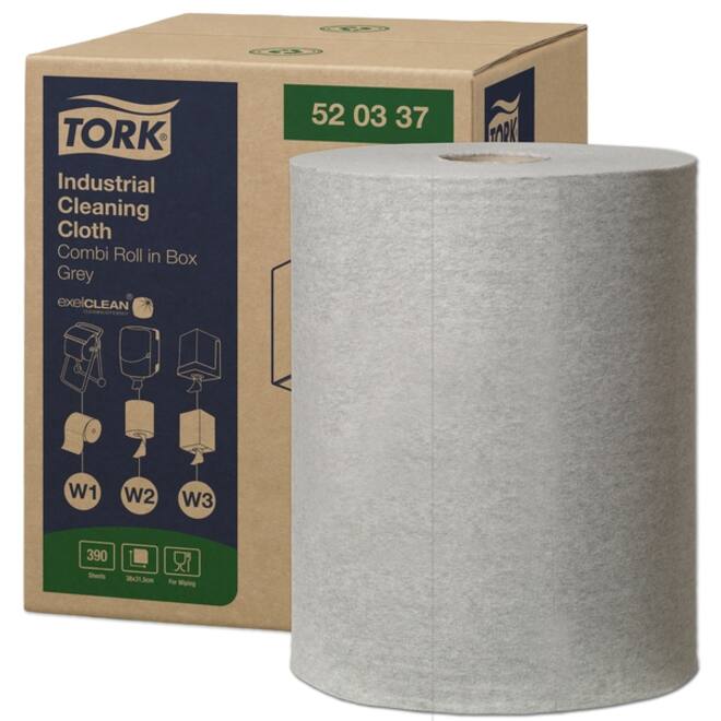 Reinigingsdoek Tork Industrial Combi W1/2/3 nonwoven 390vel grijs 520337