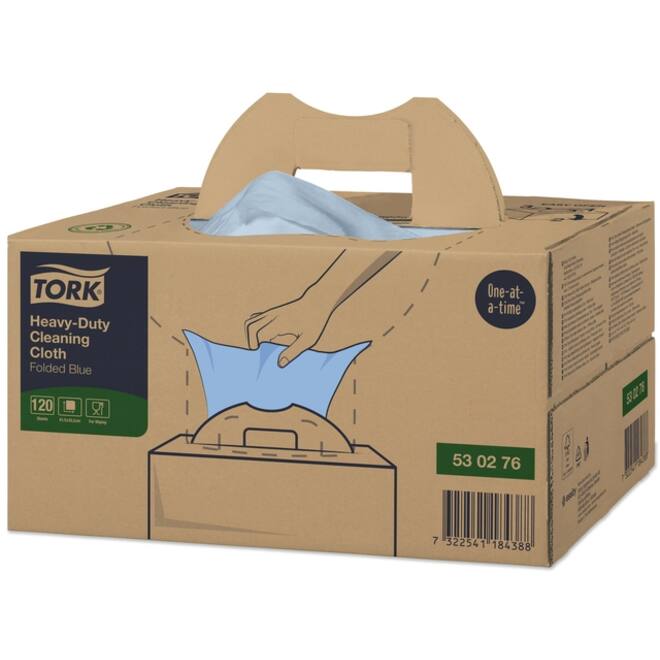 Reinigingsdoek Tork Heavy-Duty XL W7 Handy Box 120 doeken blauw 530276