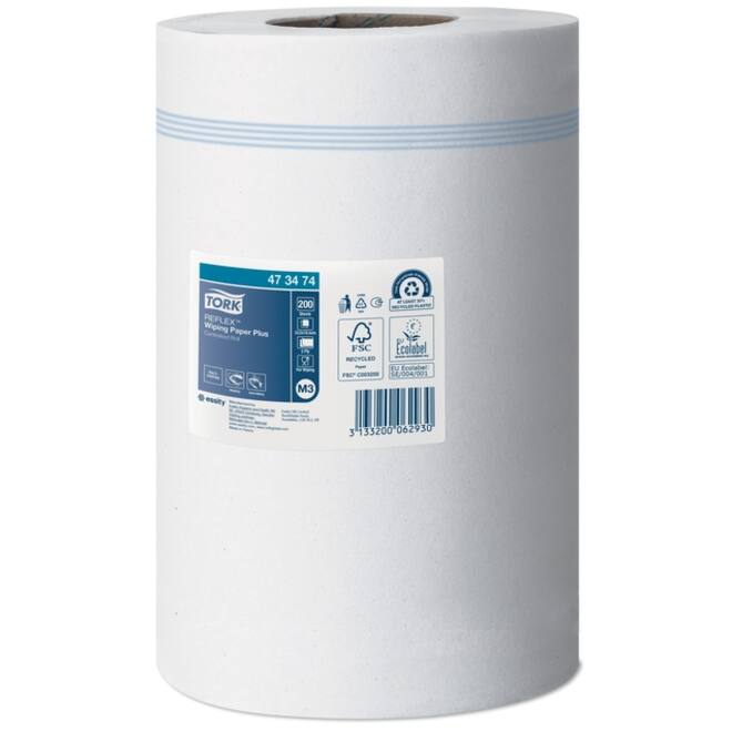 Poetsrol Tork Reflex™ M3 Centerfeed Mini Plus 2-laags 67m wit 473474