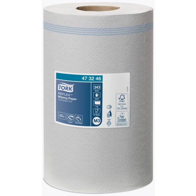 Poetsrol Tork Reflex™ M3 Centerfeed Mini 1-laags 120m wit 473246