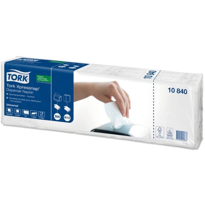 Servetten Tork Xpressnap® N4 Universal 22x33cm 1/4 vouw 1-laags wit 10840