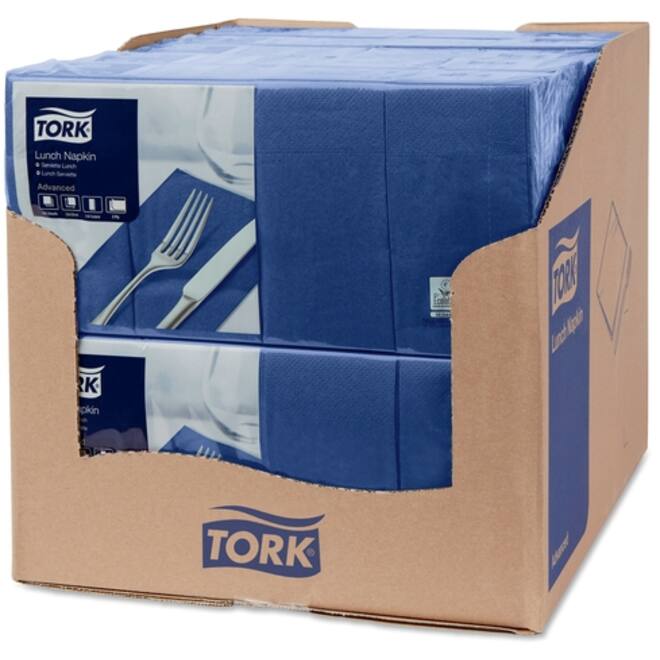 Lunchservet Tork Advanced 1/8 vouw 2-laags 328x325mm 200 vel donkerblauw 477421