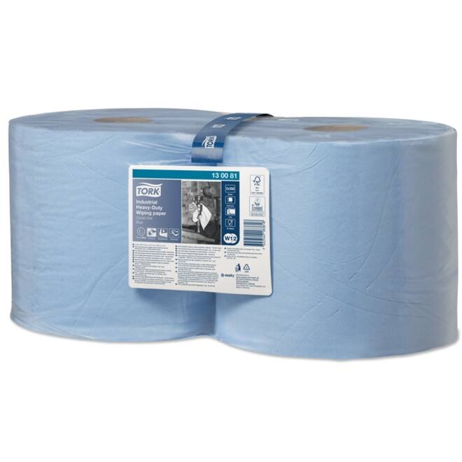 Poetspapier Tork Wiping Heavy-Duty Combi W1/2 3-laags 119m blauw 130081