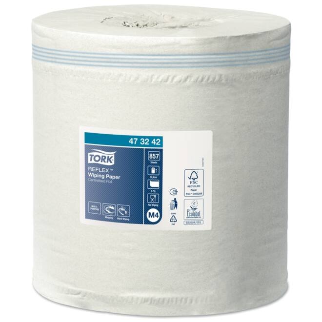Poetsrol Tork Reflex™ M4 Centerfeed 1-laags 300m wit 473242