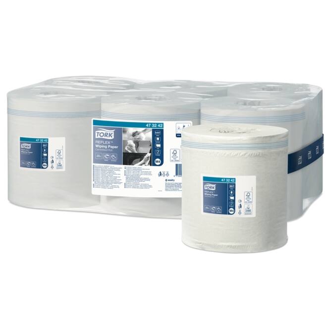 Poetsrol Tork Reflex™ M4 Centerfeed 1-laags 300m wit 473242