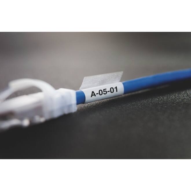 Labeltape Dymo XTL kabelwikkel 21mm zwart op wit