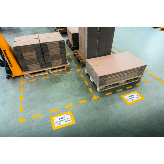 Vloersticker Durable kader voor A4 documenten verwijderbaar geel 10 stuks