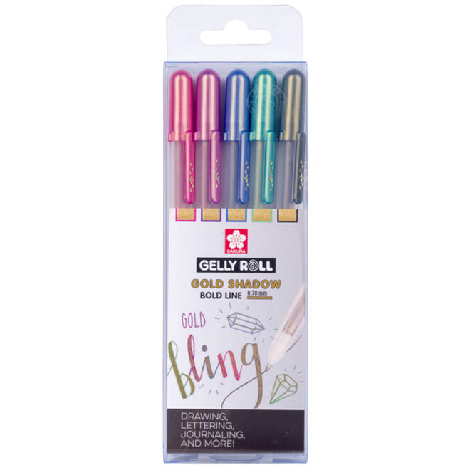 Gelschrijver Sakura Gelly Roll Gold Shadow set à 5 kleuren