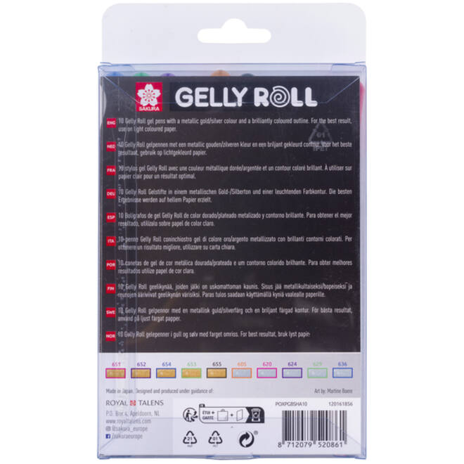 Gelschrijver Sakura Gelly Roll Gold Silver Shadow set à 10 kleuren