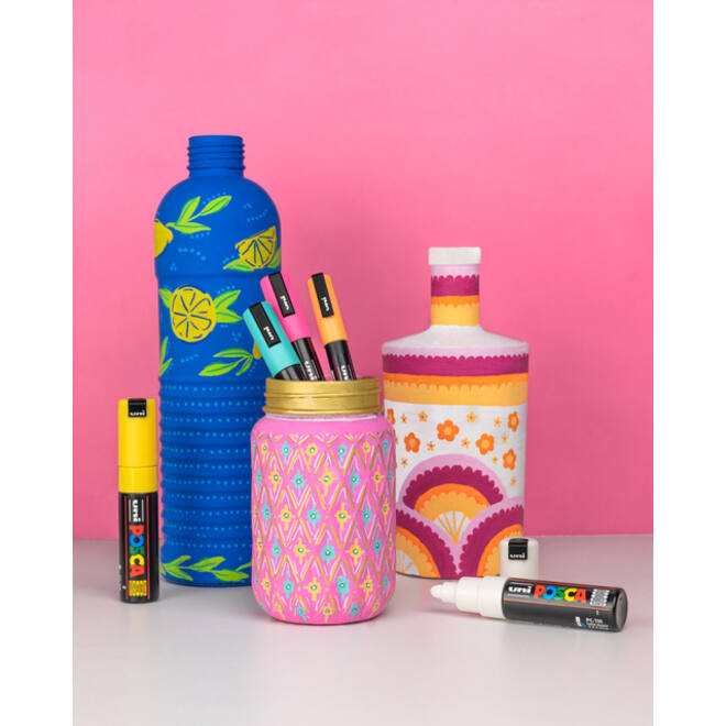 Verfstift Posca Sticker Graffiti assorti metalen koffer à 20 stuks