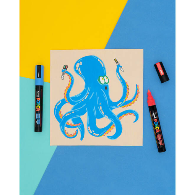 Verfstift Posca Sticker Graffiti assorti metalen koffer à 20 stuks
