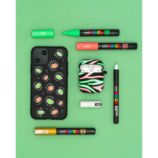 Verfstift Posca Sticker Graffiti assorti metalen koffer à 20 stuks