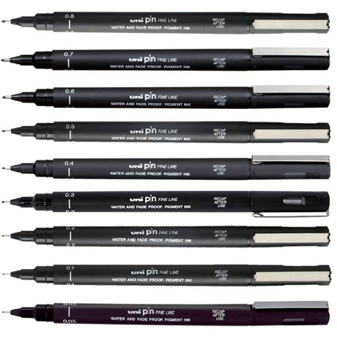 Fineliner Uni-ball Pin 0.9mm zwart