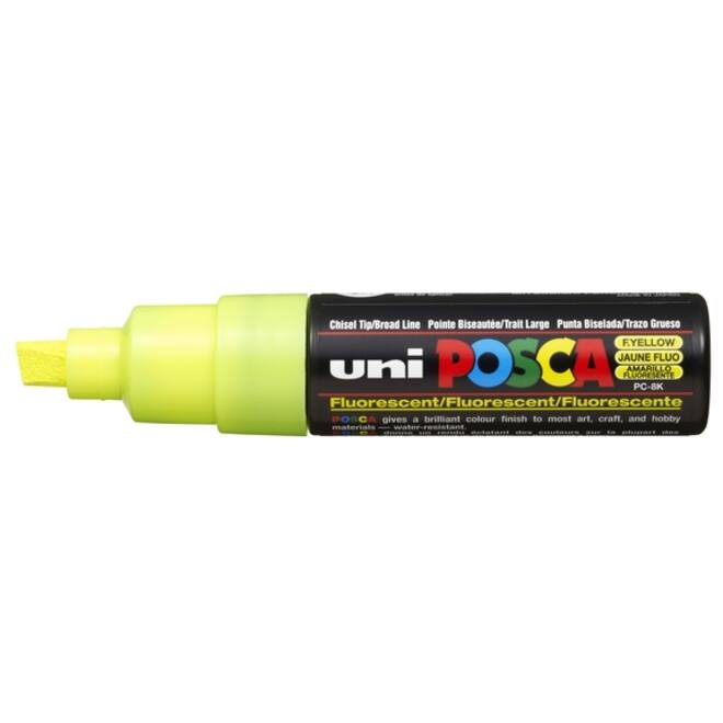 Verfstift Posca PC8K breed schuin fluor geel