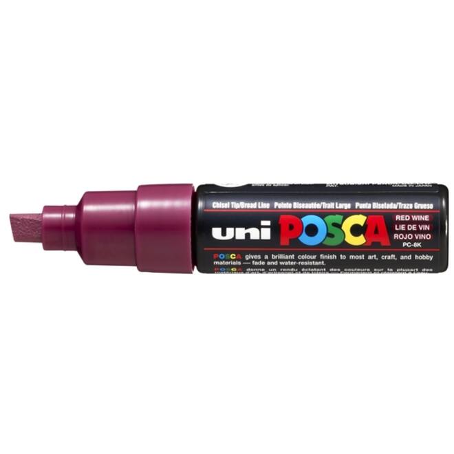 Verfstift Posca PC8K breed schuin wijnrood