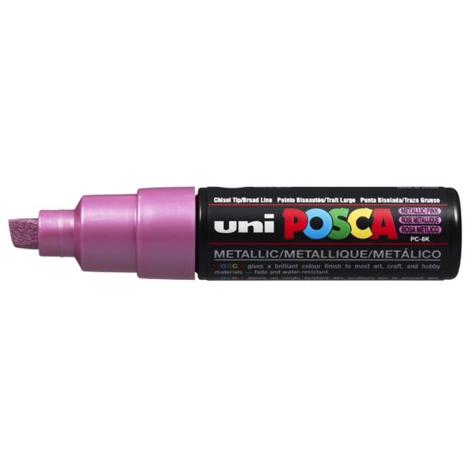 Verfstift Posca PC8K breed schuin metallic roze