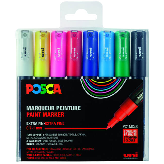 Verfstift Posca PC1MC extra fijn assorti set à 8 stuks